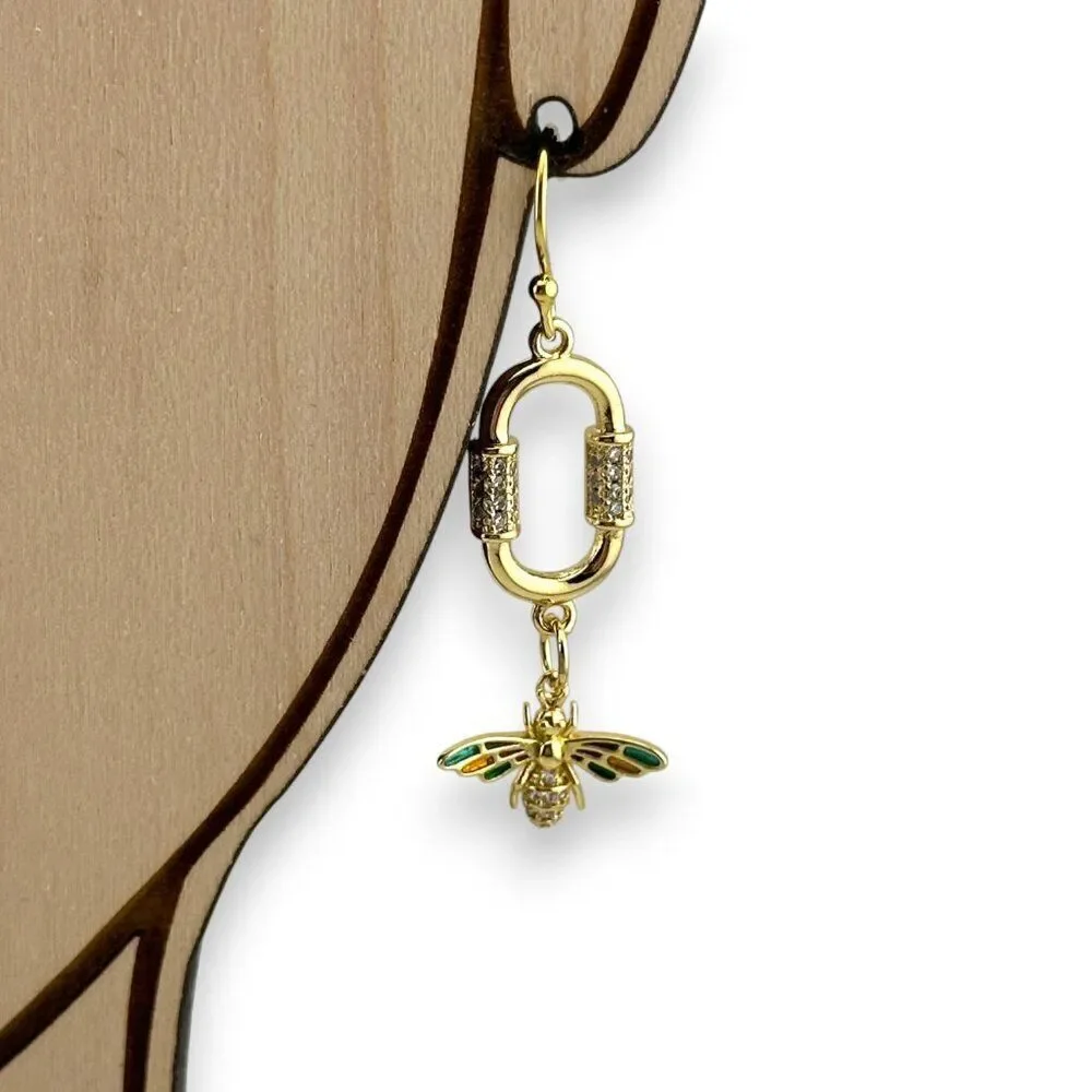 Gold Filled Paper Clip Bee Earrings Gold Filled Ear Wires - Picture 5 of 8